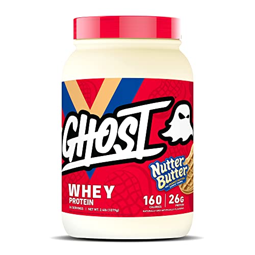 Ghost Whey Protein Powder, Nutter Butter - 2.4Lb Tub, 26G Of Protein - Peanut Butter Cookie Flavored Isolate, Concentrate &Amp; Hydrolyzed Whey Protein Blend